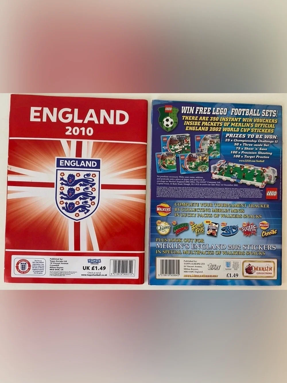 Merlin England 2002 2010 World Cup Football Stickers Book Soccer UEFA FIFA